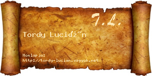 Tordy Lucián névjegykártya